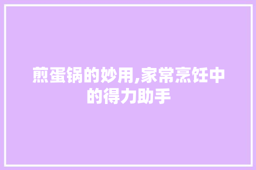 煎蛋锅的妙用,家常烹饪中的得力助手 电脑基础 煎蛋锅的妙用,家常烹饪中的得力助手 电脑基础