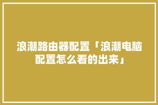 浪潮路由器配置「浪潮电脑配置怎么看的出来」