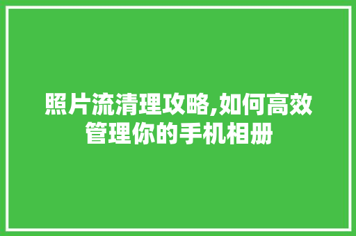 照片流清理攻略,如何高效管理你的手机相册 操作系统