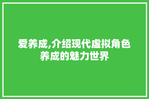 爱养成,介绍现代虚拟角色养成的魅力世界 电脑基础