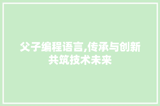 父子编程语言,传承与创新共筑技术未来 操作系统
