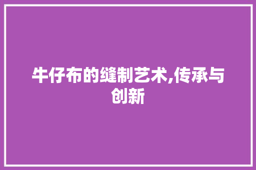 牛仔布的缝制艺术,传承与创新 操作系统