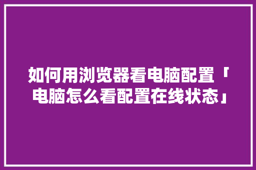 如何用浏览器看电脑配置「电脑怎么看配置在线状态」