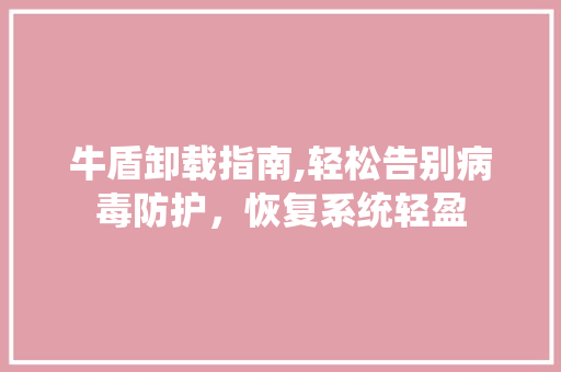 牛盾卸载指南,轻松告别病毒防护，恢复系统轻盈 操作系统