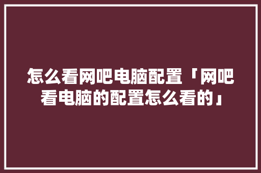 怎么看网吧电脑配置「网吧看电脑的配置怎么看的」 怎么看网吧电脑配置「网吧看电脑的配置怎么看的」 操作系统