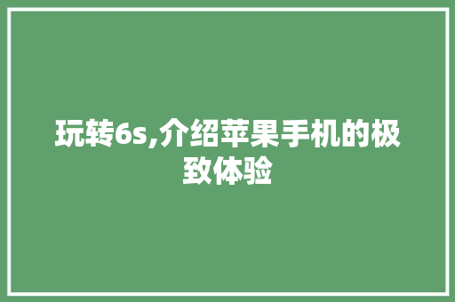 玩转6s,介绍苹果手机的极致体验 玩转6s,介绍苹果手机的极致体验