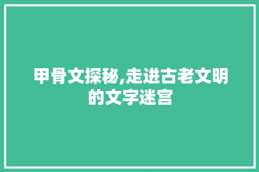 甲骨文探秘,走进古老文明的文字迷宫