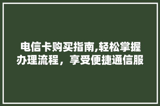 电信卡购买指南,轻松掌握办理流程,享受便捷通信服务 电信卡购买指南,轻松掌握办理流程,享受便捷通信服务