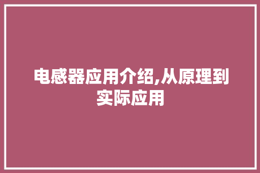 电感器应用介绍,从原理到实际应用