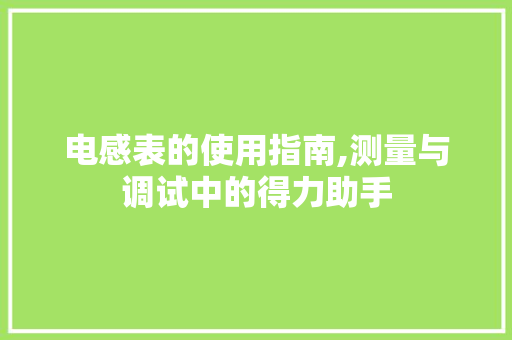 电感表的使用指南,测量与调试中的得力助手 网络技术