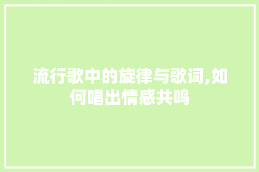 流行歌中的旋律与歌词,如何唱出情感共鸣 网络技术