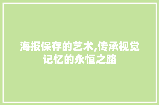 海报保存的艺术,传承视觉记忆的永恒之路 电脑故障维修