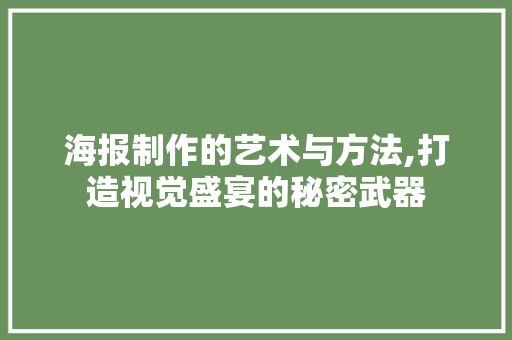 海报制作的艺术与方法,打造视觉盛宴的秘密武器
