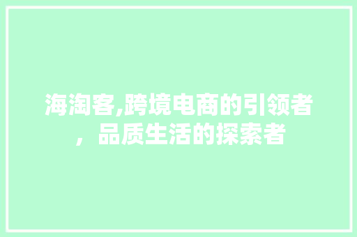 海淘客,跨境电商的引领者，品质生活的探索者