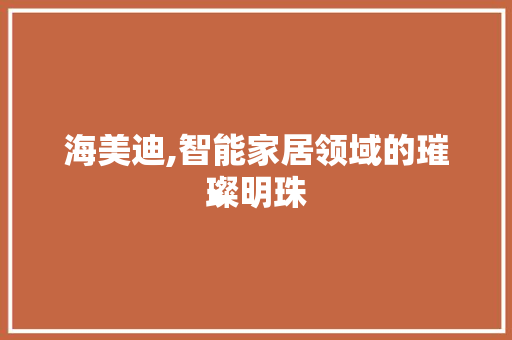 海美迪,智能家居领域的璀璨明珠 网络技术 海美迪,智能家居领域的璀璨明珠 网络技术