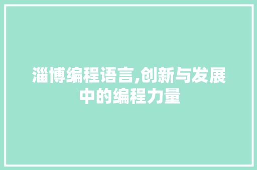 淄博编程语言,创新与发展中的编程力量