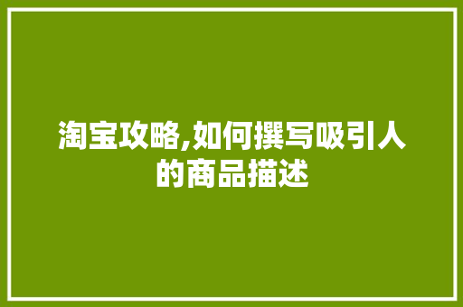 淘宝攻略,如何撰写吸引人的商品描述