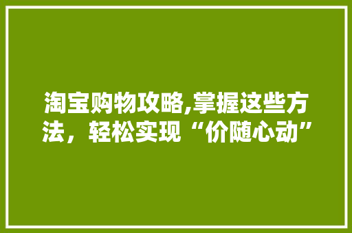 淘宝购物攻略,掌握这些方法，轻松实现“价随心动”