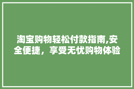 淘宝购物轻松付款指南,安全便捷，享受无忧购物体验 操作系统