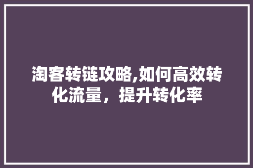 淘客转链攻略,如何高效转化流量，提升转化率