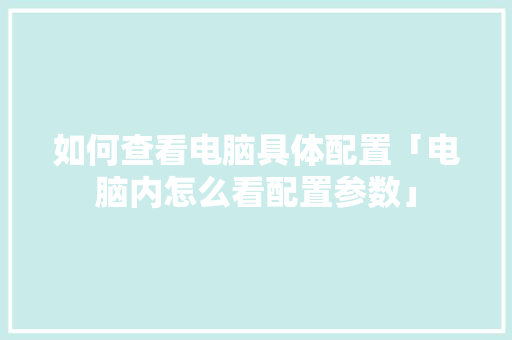 如何查看电脑具体配置「电脑内怎么看配置参数」 如何查看电脑具体配置「电脑内怎么看配置参数」 编程语言