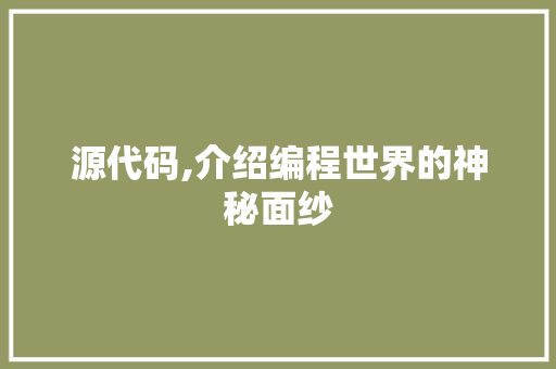 源代码,介绍编程世界的神秘面纱 电脑故障维修