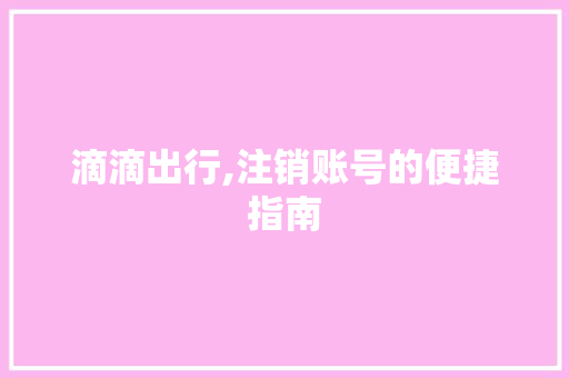 滴滴出行,注销账号的便捷指南 网络技术