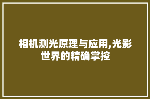 相机测光原理与应用,光影世界的精确掌控