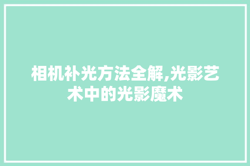 相机补光方法全解,光影艺术中的光影魔术