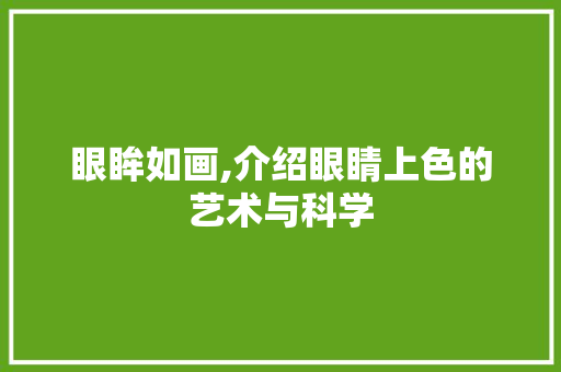 眼眸如画,介绍眼睛上色的艺术与科学
