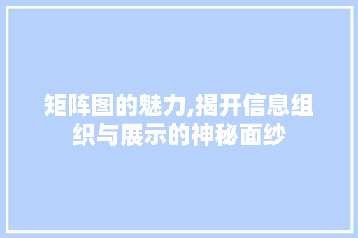 矩阵图的魅力,揭开信息组织与展示的神秘面纱 电脑故障维修