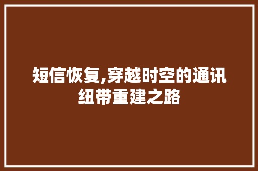 短信恢复,穿越时空的通讯纽带重建之路 短信恢复,穿越时空的通讯纽带重建之路