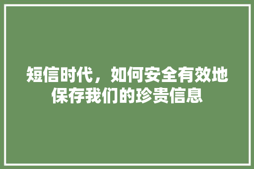 短信时代,如何安全有效地保存我们的珍贵信息 短信时代,如何安全有效地保存我们的珍贵信息