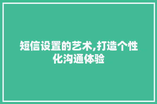 短信设置的艺术,打造个性化沟通体验