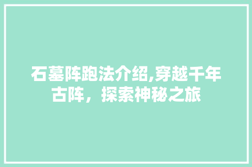 石墓阵跑法介绍,穿越千年古阵，探索神秘之旅