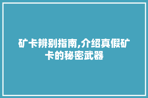 矿卡辨别指南,介绍真假矿卡的秘密武器