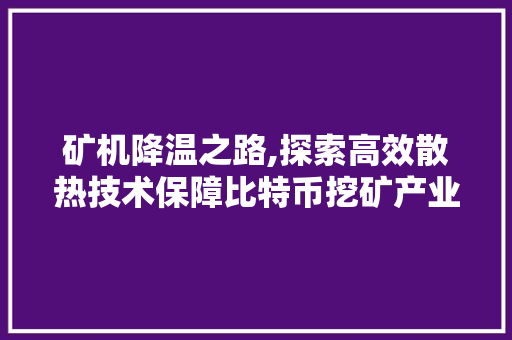 矿机降温之路,探索高效散热技术保障比特币挖矿产业