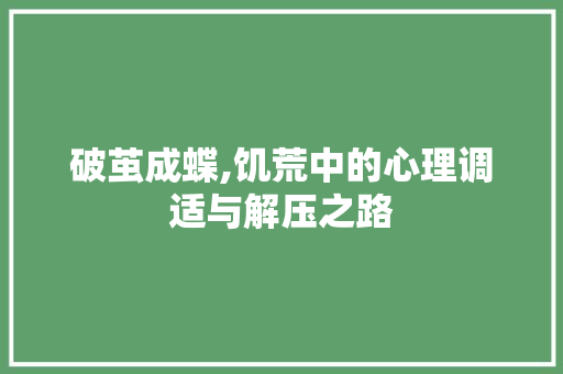 破茧成蝶,饥荒中的心理调适与解压之路