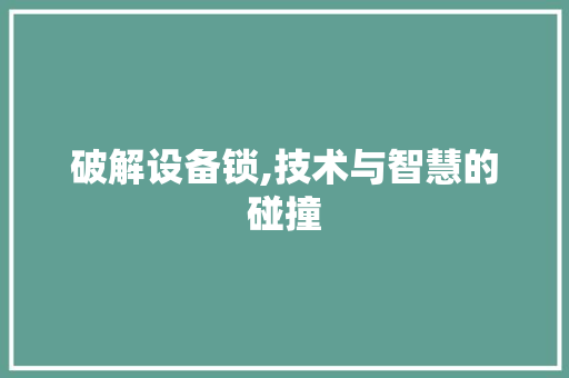 破解设备锁,技术与智慧的碰撞