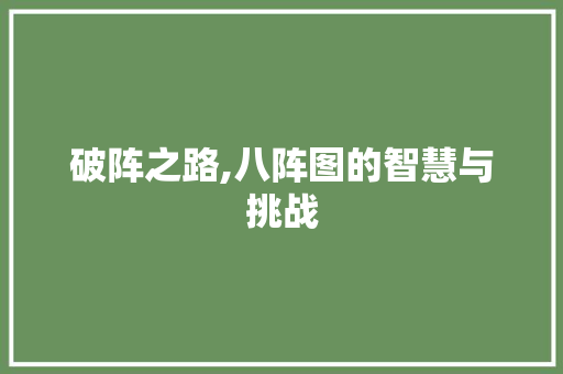 破阵之路,八阵图的智慧与挑战