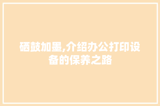 硒鼓加墨,介绍办公打印设备的保养之路