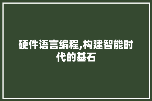 硬件语言编程,构建智能时代的基石