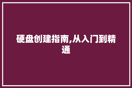 硬盘创建指南,从入门到精通
