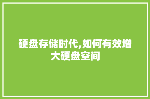 硬盘存储时代,如何有效增大硬盘空间