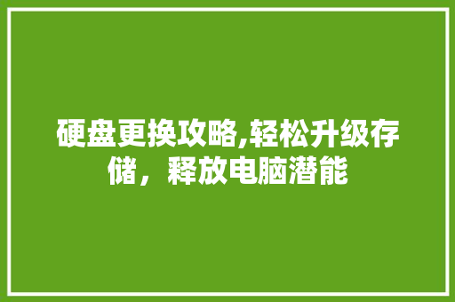 硬盘更换攻略,轻松升级存储，释放电脑潜能