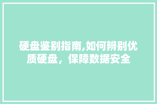 硬盘鉴别指南,如何辨别优质硬盘，保障数据安全