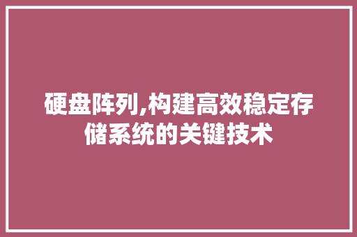 硬盘阵列,构建高效稳定存储系统的关键技术