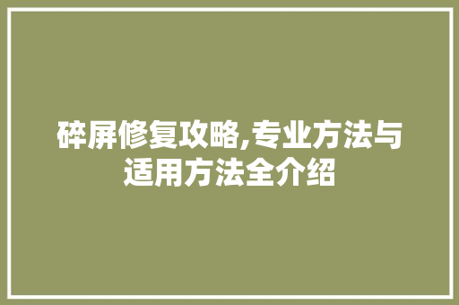 碎屏修复攻略,专业方法与适用方法全介绍