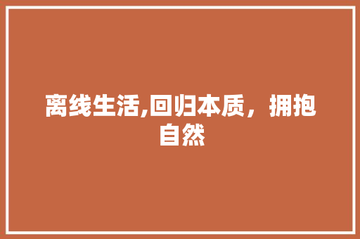 离线生活,回归本质，拥抱自然