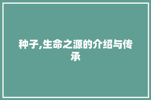 种子,生命之源的介绍与传承